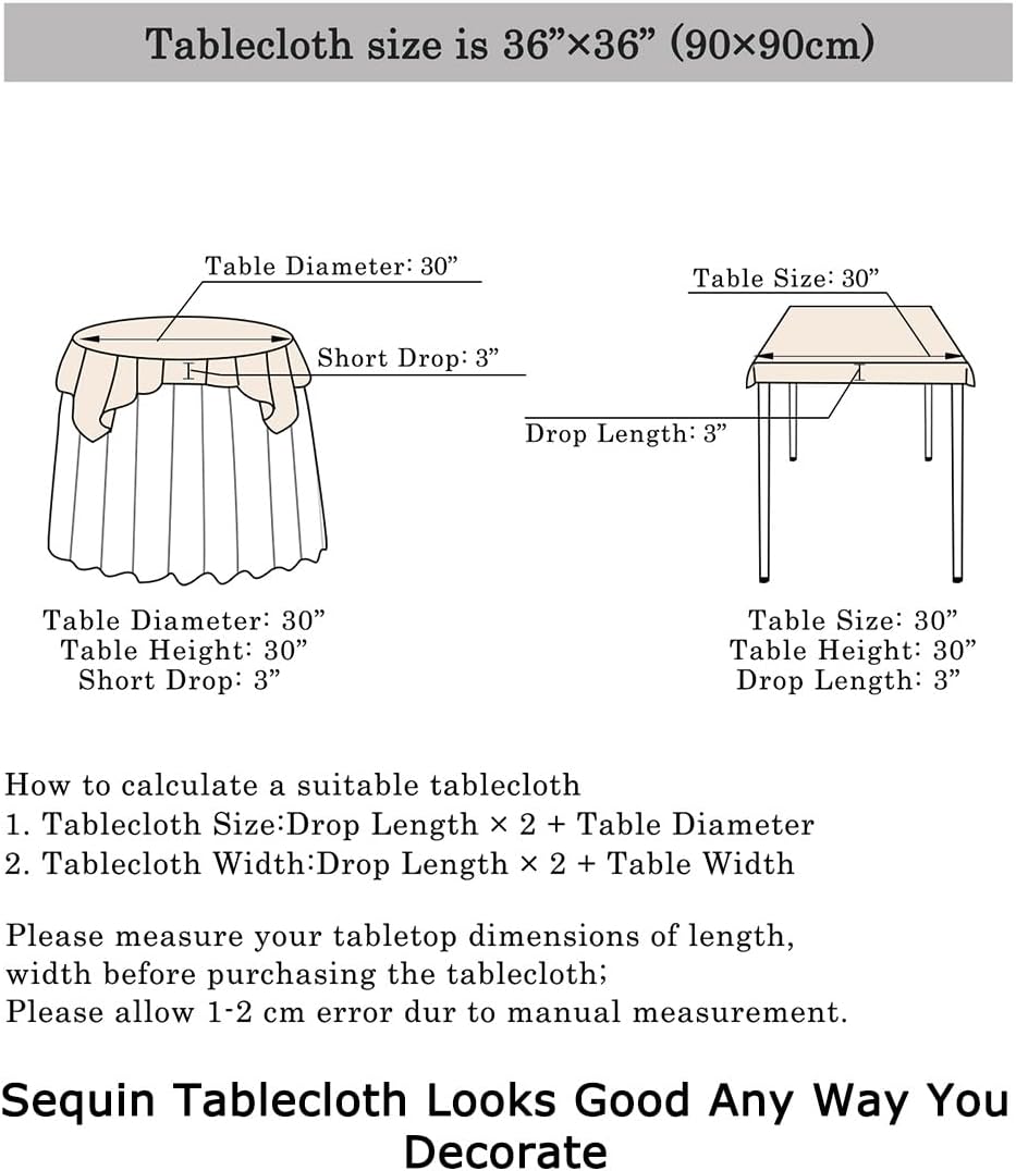 ShinyBeauty Iridescent Aqua Sequin Tablecloth Square Overlay Aqua Blue Tablecloth Cover Glitter Table Cloth Small Tablecloth for Birthday Baby Shower Decor (36”X36”)