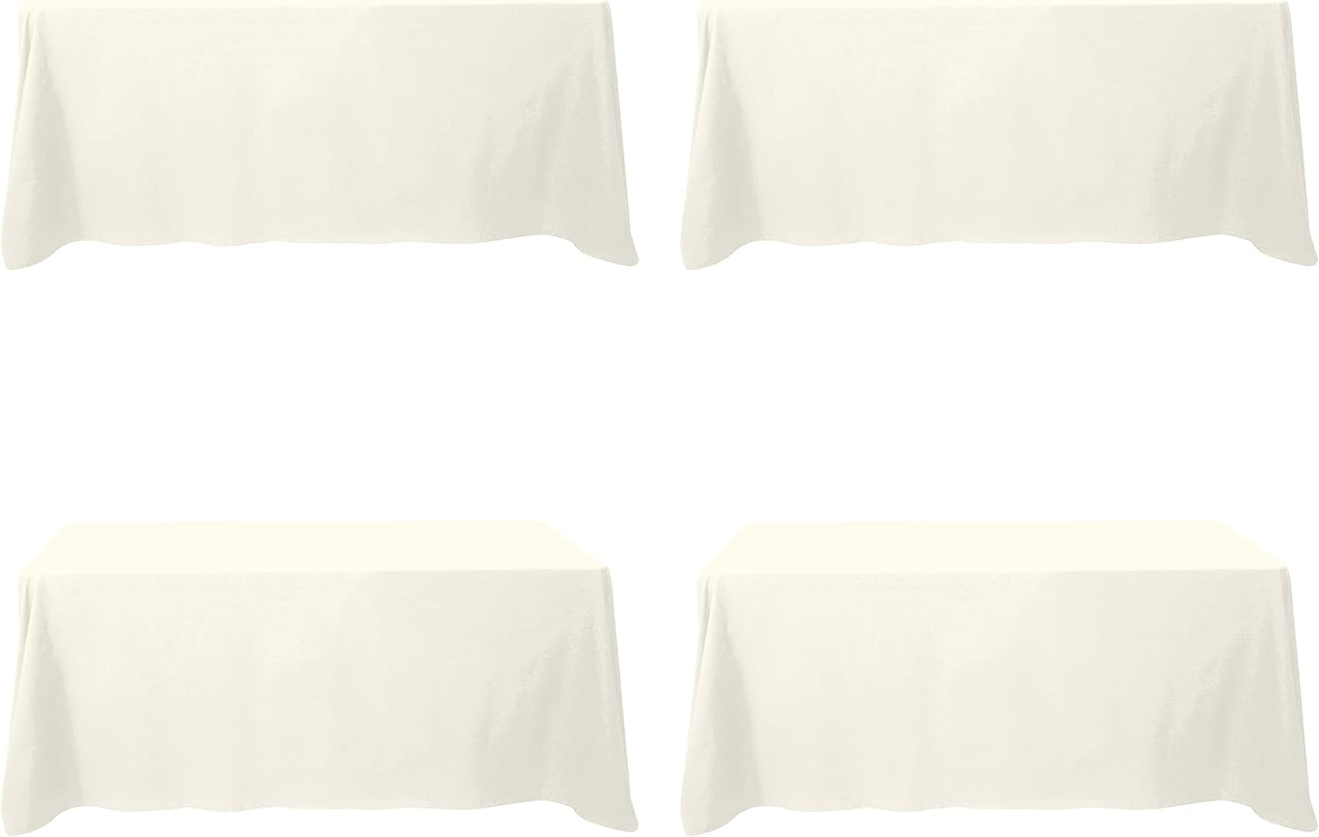 BRILLMAX 4 Pack Ivory Tablecloths for 6 Foot Rectangle Tables 90 x 132 Inch - 6ft Rectangular Bulk Linen Polyester Fabric Washable Cloth Cover for Wedding Reception Banquet Birthday Party