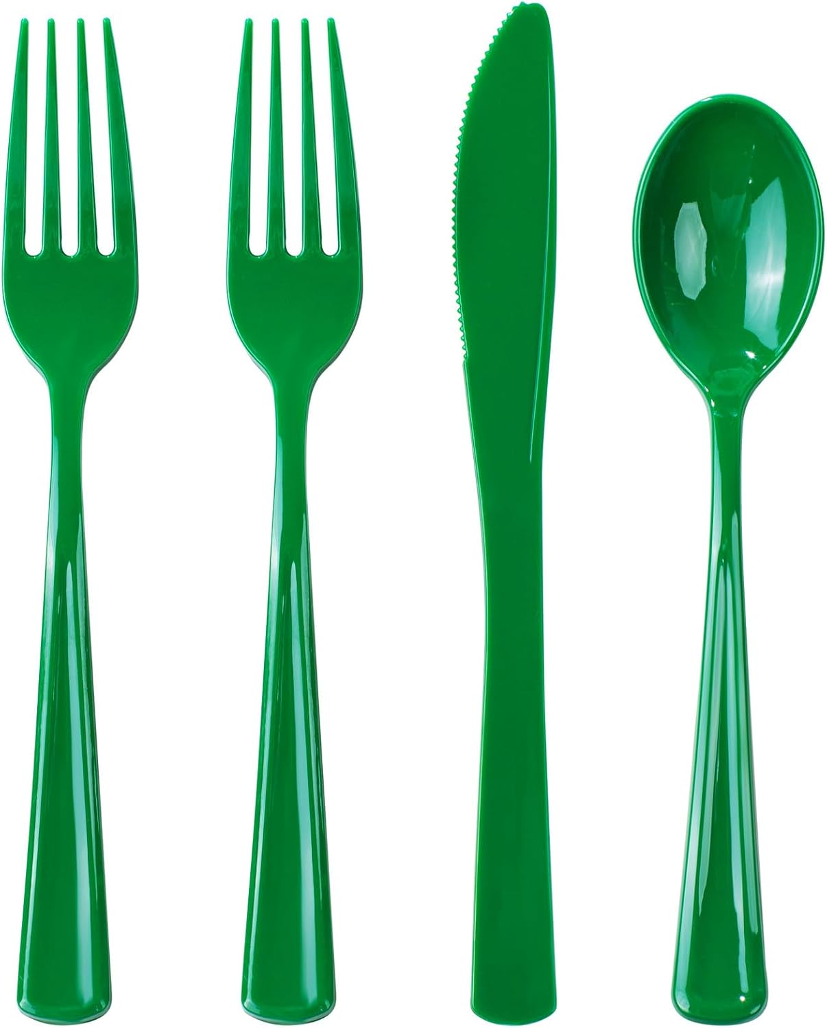 Heavy Duty Christmas Silverware - WDF 160 Pcs, Green Plastic Includes 80 Forks, 40 Spoons, 40 Knives; Perfect for Parties or Daily Use