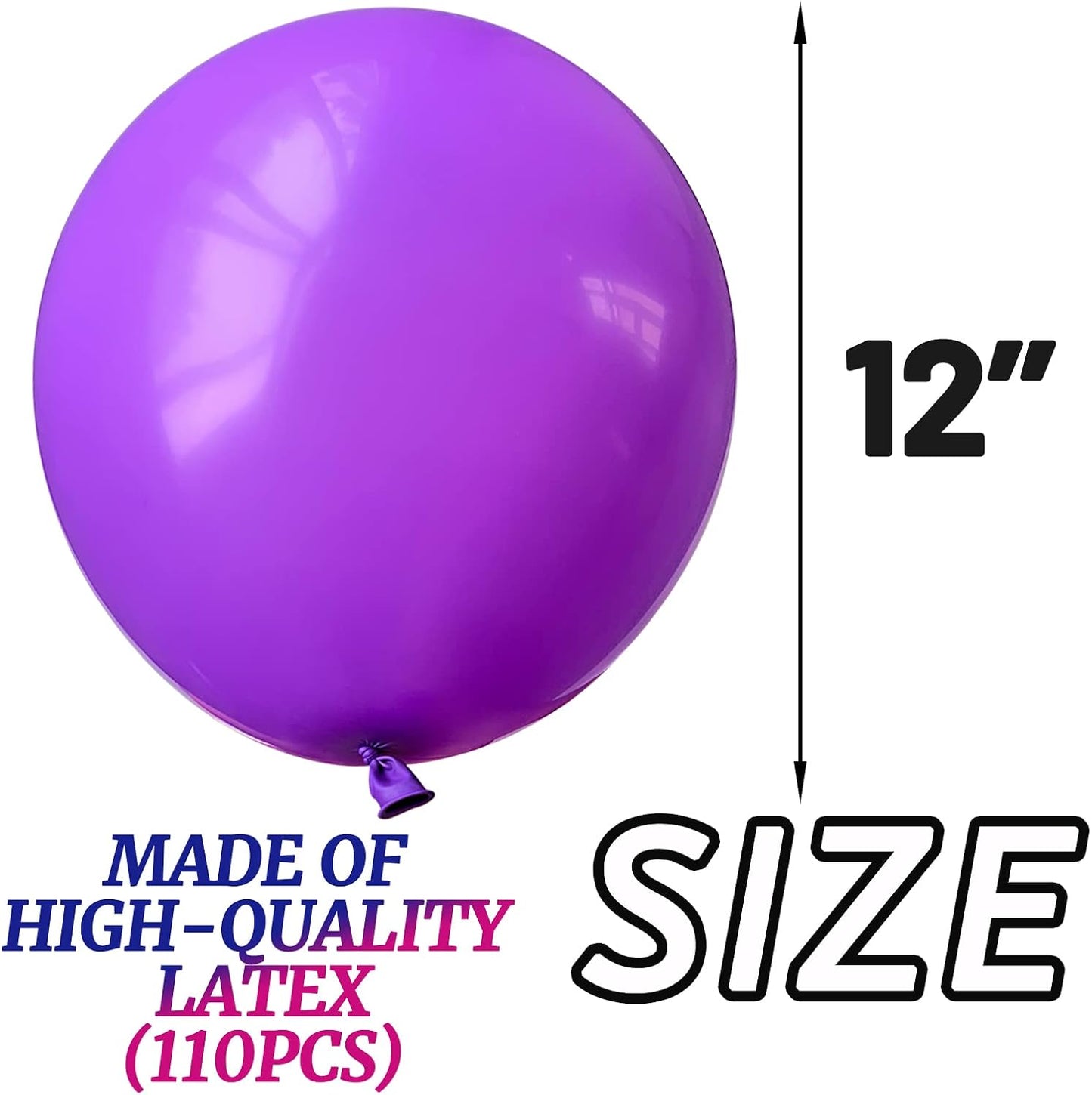 110pcs Purple Balloons 12 inch, Purple Latex Balloons for Birthday Party Baby Shower Wedding(with 2 Ribbons).