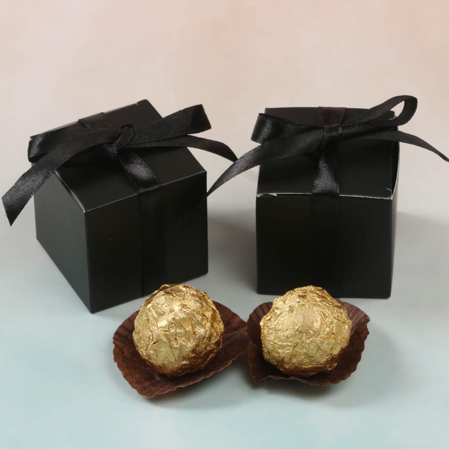 COTOPHER 60pcs Small Gift Boxes, Favor Boxes 2x2x2 inches Paper Gift Boxes with Ribbons Candy Box for Wedding Favors Baby Shower Bridal Shower Birthday Party (Black)