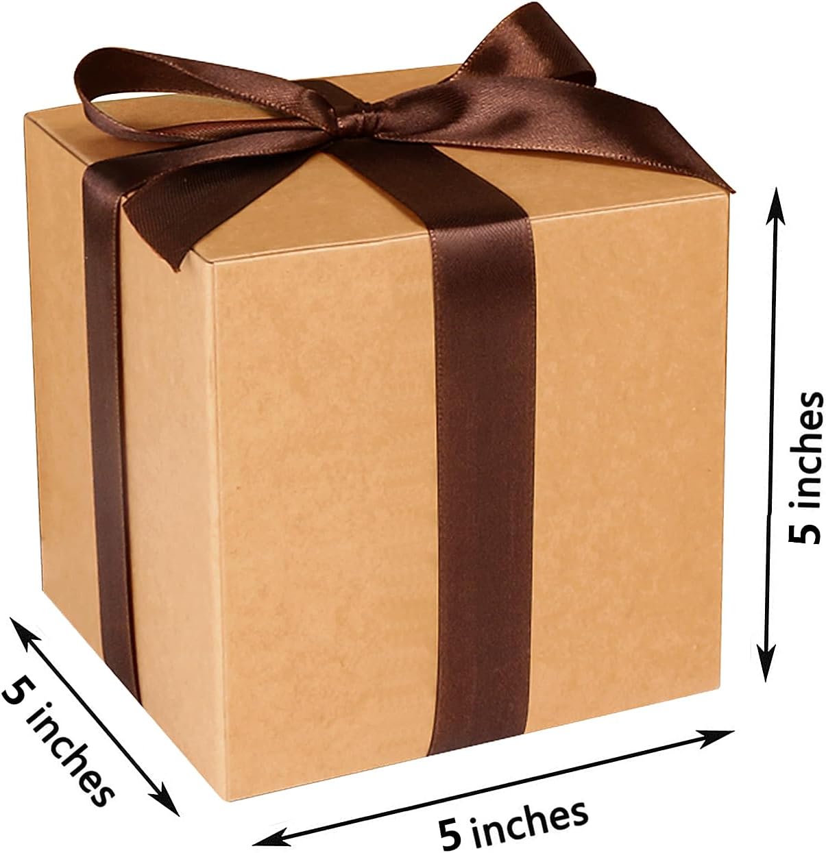 COTOPHER Small Gift Boxes 25 Pack 5x5x5 inches Brown Gift Boxes with Lids for Gifts, Crafting, Wedding Party Favor, Cupcake Boxes, Candy, Bridesmaids Proposal Box with Ribbons and Stickers