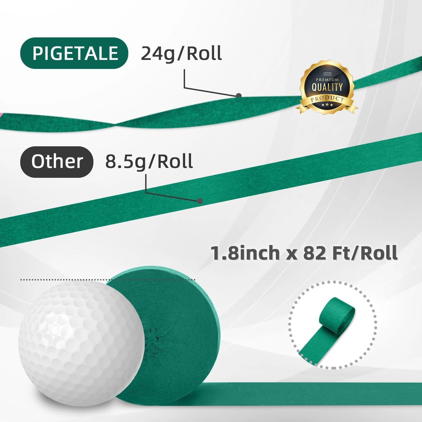 Crepe Paper Streamers 8 Rolls 656ft, Pack of Green, Red, Gold, White Party Streamers for Christmas Decorations, Streamers Party Decorations, Holiday Decorations Indoor (1.8 Inch x 82 Ft/Roll)