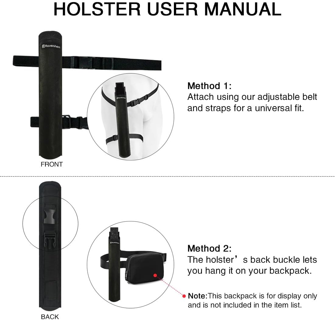 13" Large Folding Rave Fan with Holster, Clack Hand Fans Foldable for Line Dancing, Boots On The Ground Fan for Women Men Festival EDM Party Decoration, Black 2 Pack