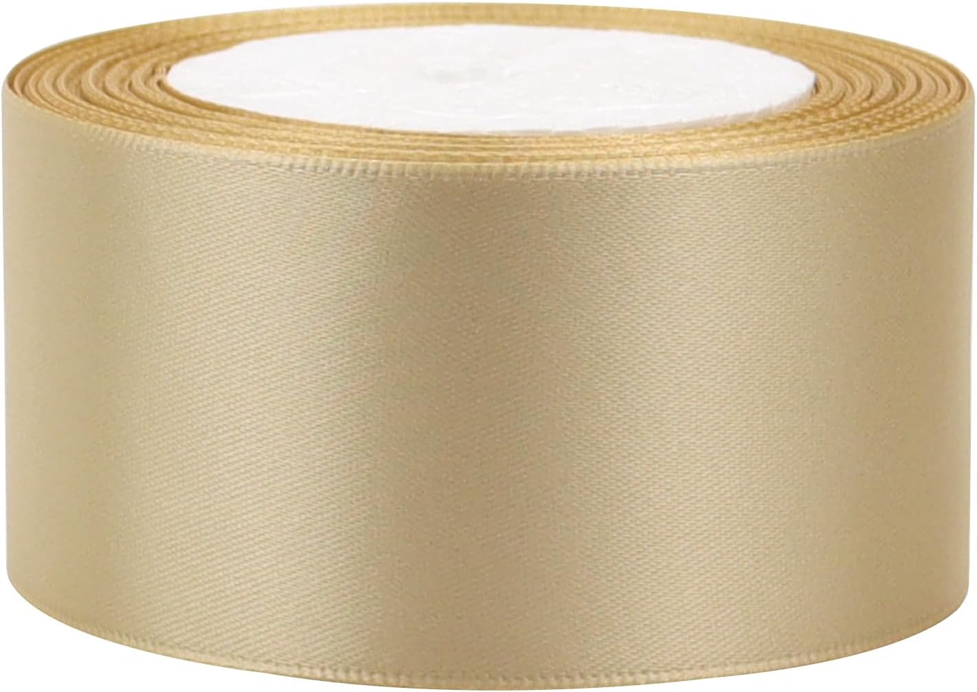 Champagne Solid Satin Ribbon 2 Inch 25 Yards Solid Polyester Fabric Ribbon for Gift Wrapping Wedding Christmas Baby Shower Birthday Party Decoration Handmade Immortal Flower Craft