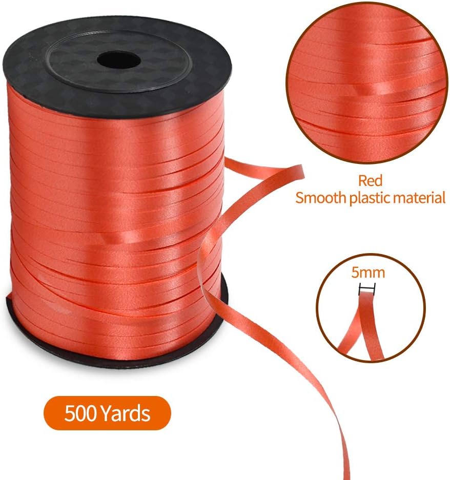 TONIFUL 500 Yards Curling Ribbon-Balloon Ribbon-Balloon String for Art&Craft Decor,Gift Wrapping,Ribbons and Bows for Christmas New Year Birthday Gifts (Red)