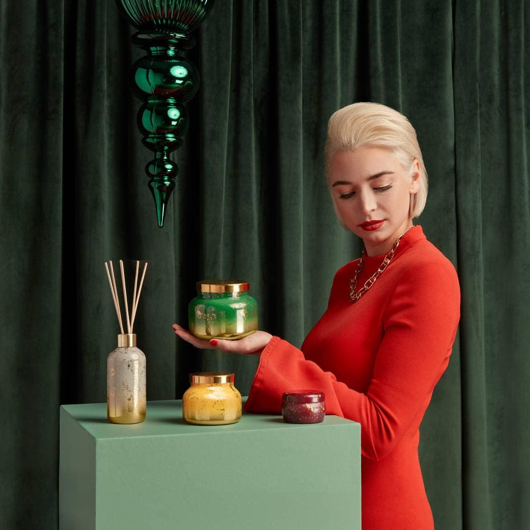 Capri Blue Glimmer Jar Candles - Luxury Holiday Scented Candles for Home - Long Lasting Soy Wax Blend - Scented Holiday & Home Decor - Crystal Pine Oversized Signature Jar (28 oz)