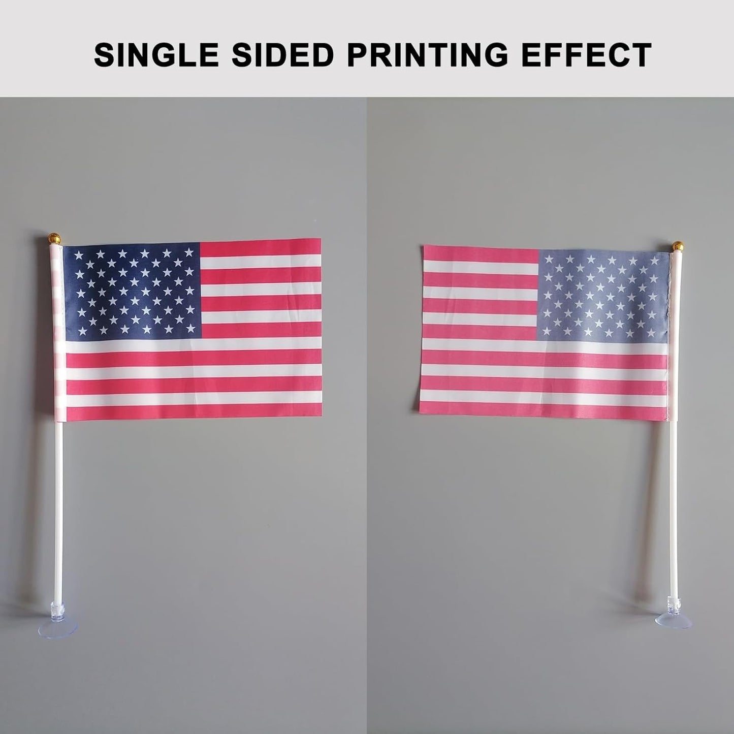 American Mini Flags with Suction Cup Handheld US Small Flags for Office Store Party Gardens Yards (double sided (set of 10))