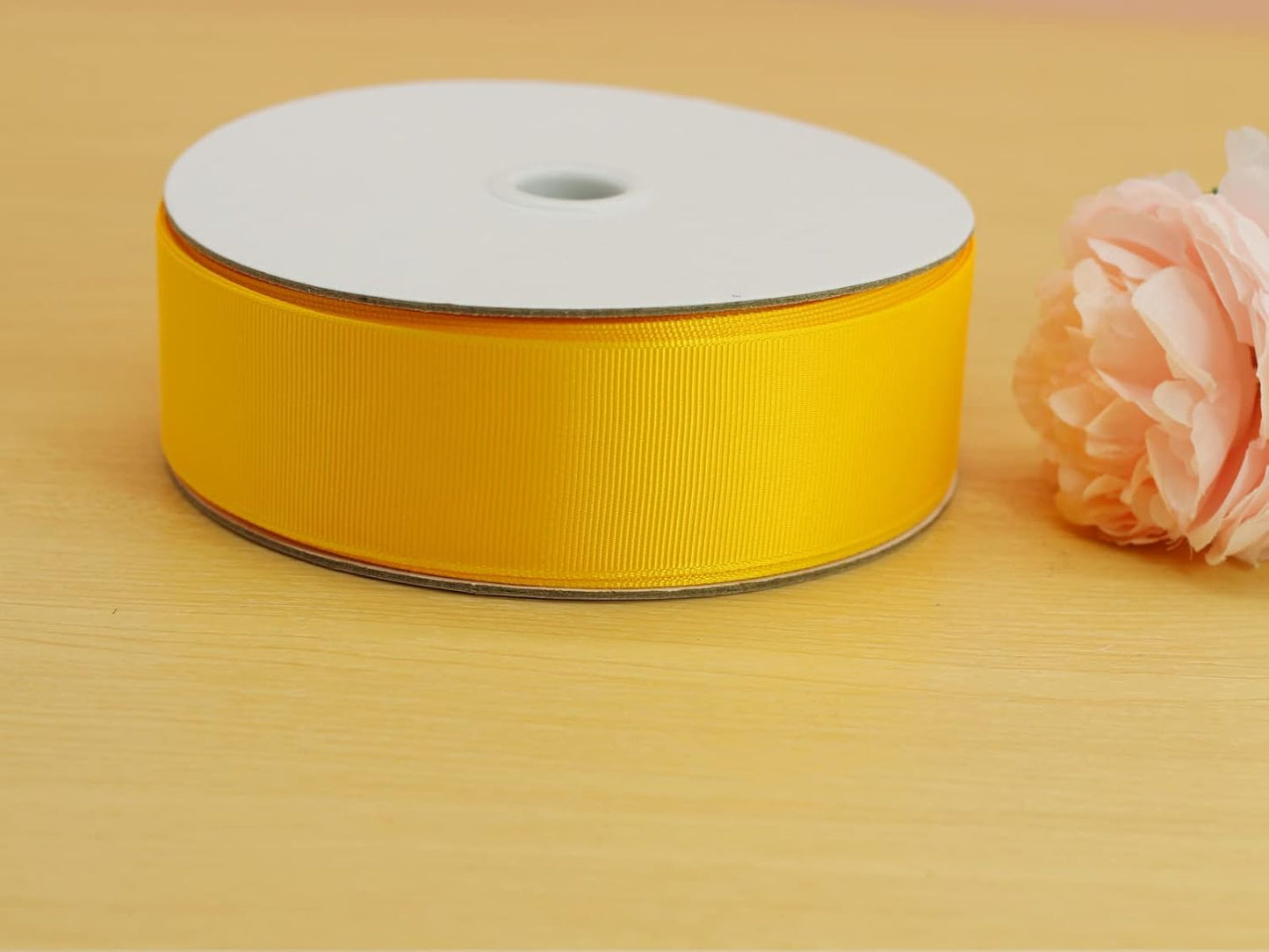 One Roll 50 Yards Soild Gold Grosgrain Ribbon 1 1/2 inch Flower Bouquets Ribbons-1.5 inch Thick Gift Wrapping Ribbon-DIY Crafts Bow Hair Headband Accessories Ribbons #642(38mm)