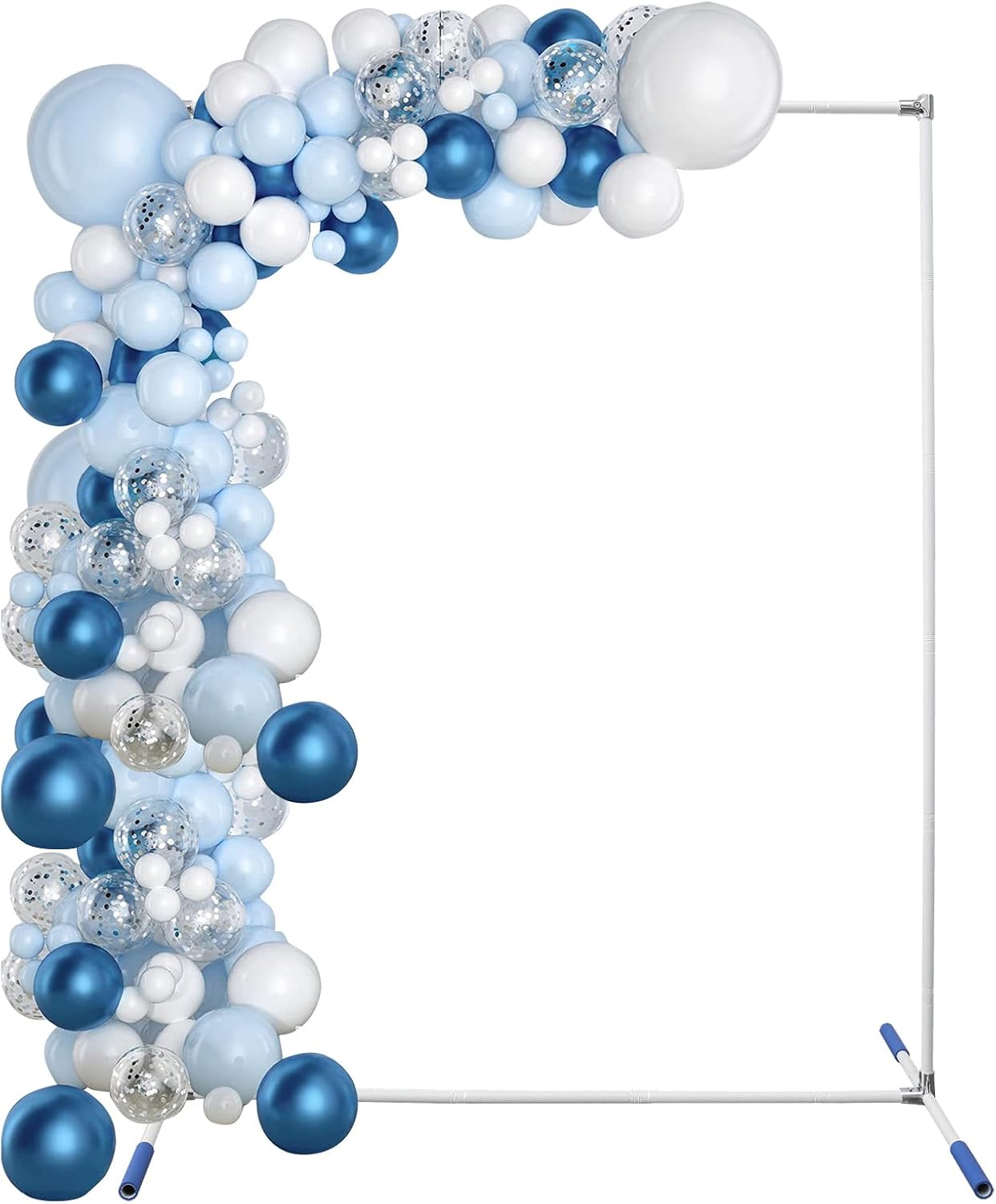 Heavy Duty Backdrop Stand 7*4FT, Extra-Long Adjustable Legs for Backdrop/Wedding Decor, Rustproof & Portable Frame for Party/Event/Home Decoration (White)