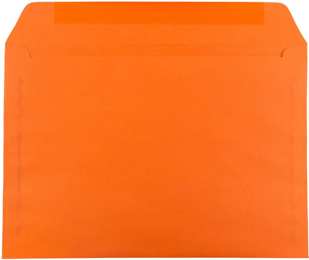 JAM PAPER 9 x 12 Booklet Colored Envelopes - Orange Recycled - Bulk 1000/Carton