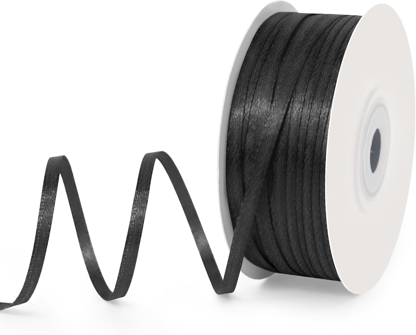 1/8" Wide x 100 Yards Single Face Polyester Satin Ribbon, Satin Ribbon for Crafts, Gift, Hair Bows, Wedding Party Decoration, Bow Making & Other Projects (Black)