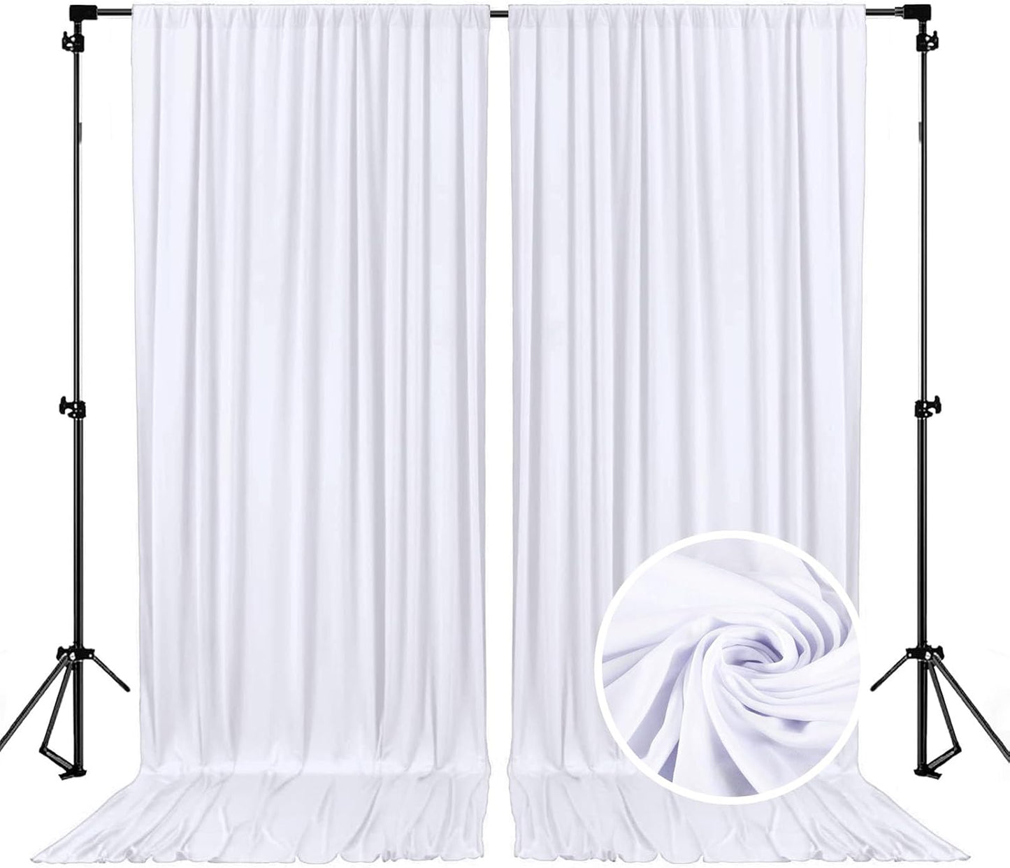 10 x 7 Feet White Backdrop Curtain for Partie, Background Curtains for Photoshoot, Birthday, Wedding, Halloween, Thanksgiving, Christmas, New Year Party Decorations 5Ft x 7Ft, 2 Panels