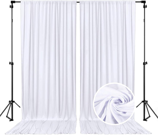 10 x 7 Feet White Backdrop Curtain for Partie, Background Curtains for Photoshoot, Birthday, Wedding, Halloween, Thanksgiving, Christmas, New Year Party Decorations 5Ft x 7Ft, 2 Panels