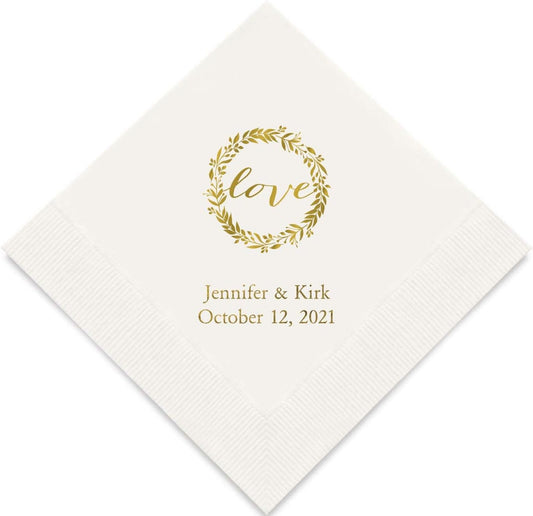 Weddingstar Personalized Printed Paper Napkins 3-Ply 50 Pack - Luncheon White