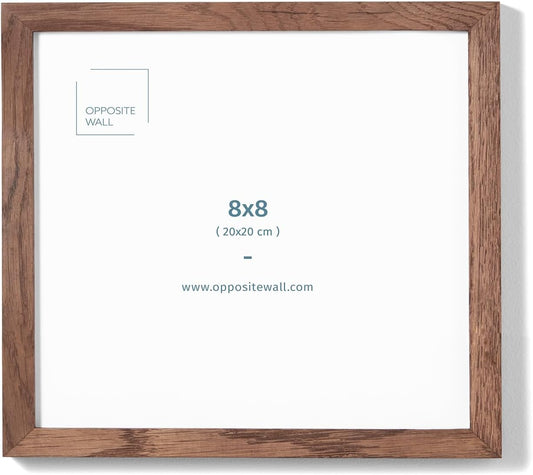 Opposite Wall - 8x8 in - Dark Solid Oak Wood Picture Frame - Lightweight, Versatile & Shatterproof - Wall Hanging Poster or Photo Frame - Wall Decor for Office, Gallery & Home