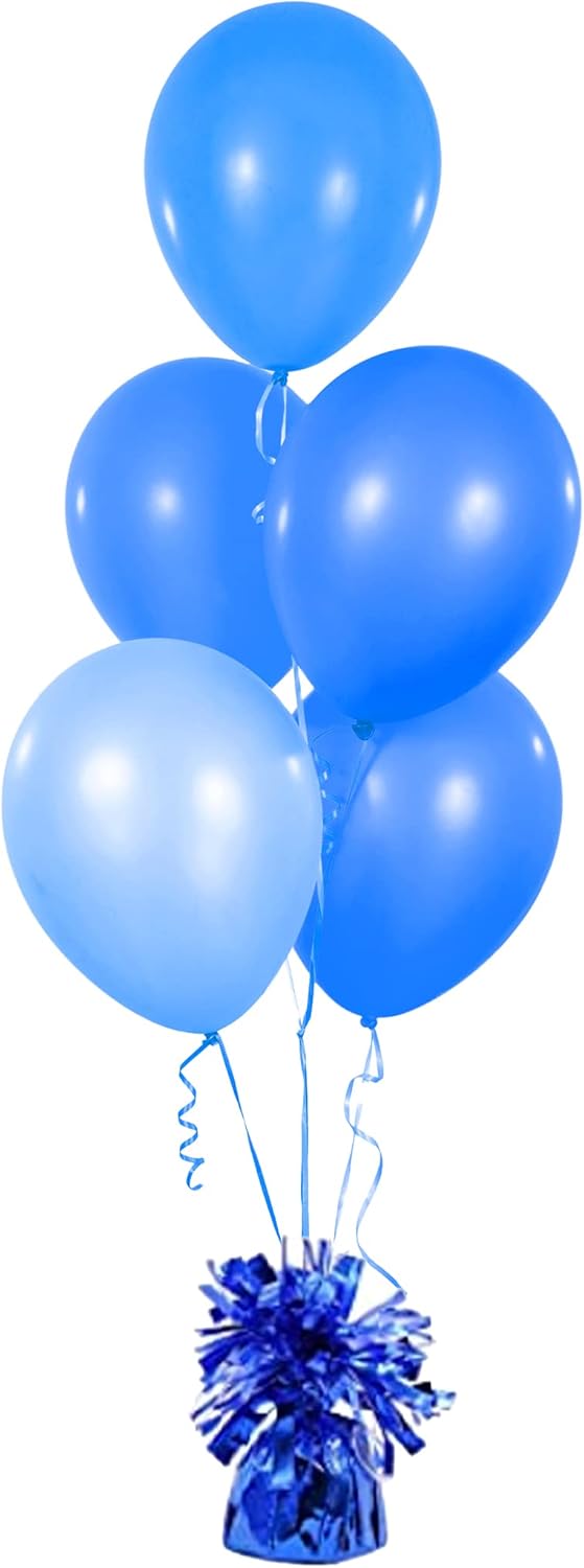 Metallic Balloon Weights, Birthday Party Favors, Novelty and Gag Gifts, 5.5" Inches, 12-Pack (Blue)