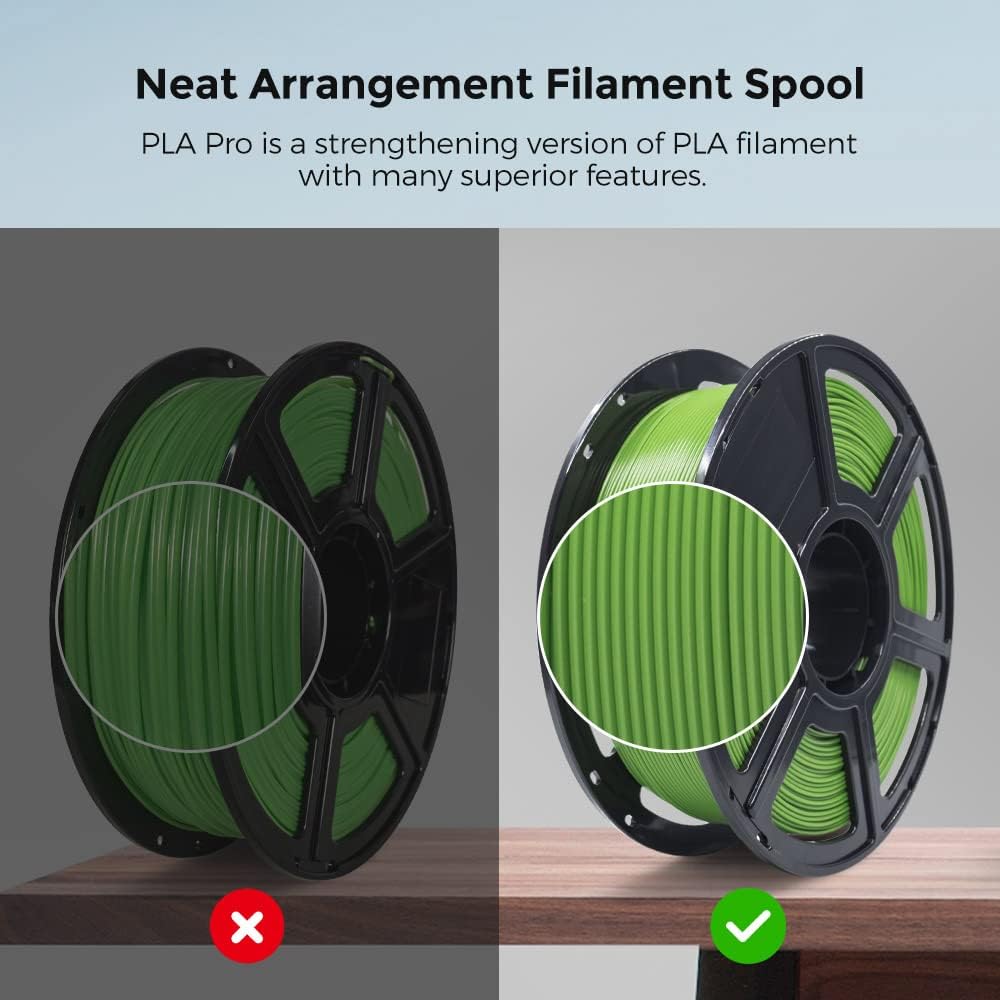 FLASHFORGE 3D Printer Filament, PLA PRO Filament 1.75mm, 1KG Spool (2.2lbs), Dimensional Accuracy +/- 0.02mm for FDM 3D Printers, Better Tenacity & No Knotting (Green)