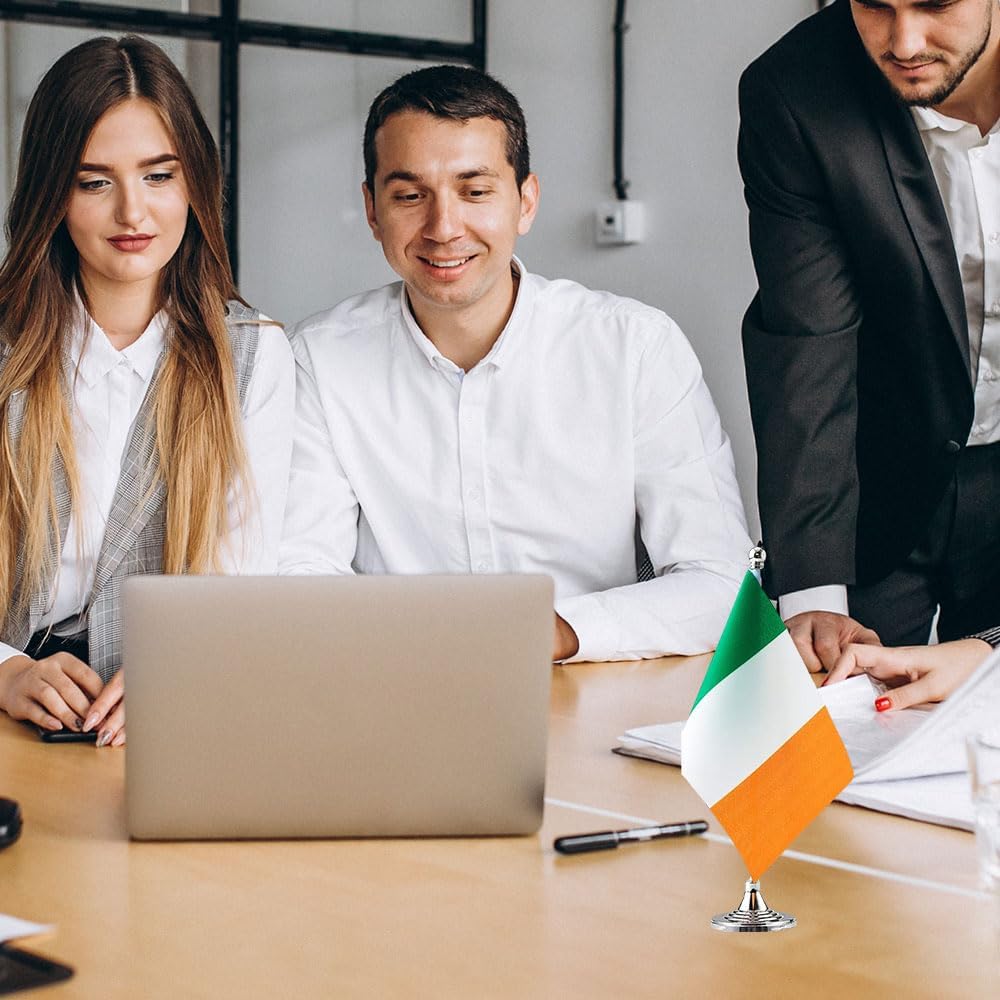 Ireland Flag Irish Flags, Small Mini Irish Desk Flag, Used for Table Office Classroom Home Patriotic Events Decorations