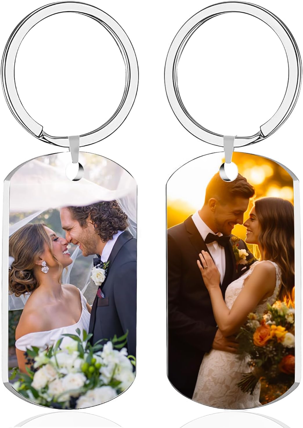 Custom Keychain with Picture, Personalized Keychain with Engraving Photo/Text for Dad, Mom