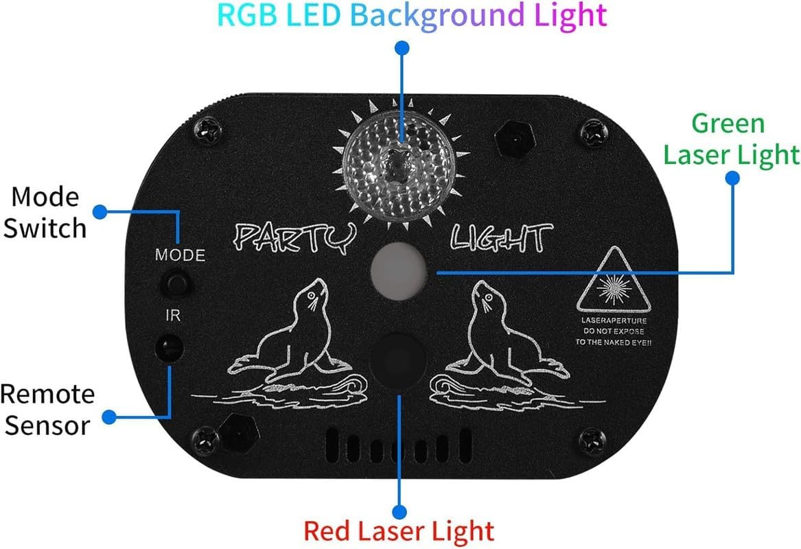 POCOCO Wireless DJ Party Lights - Laser Light Stage Light for Disco Party Birthday Wedding Halloween Christmas Festival