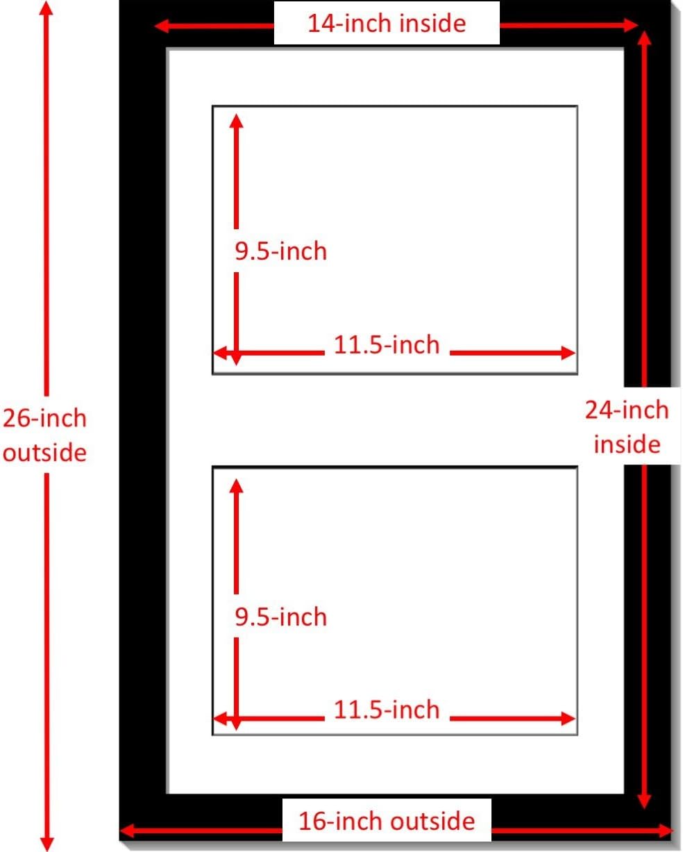 Creative Picture Frames 14X24Bk-W Black Vertical Double Diploma Frame With 2 Opening White Mat, Holds 2-10X12-Inch Documents With Wall Hanger