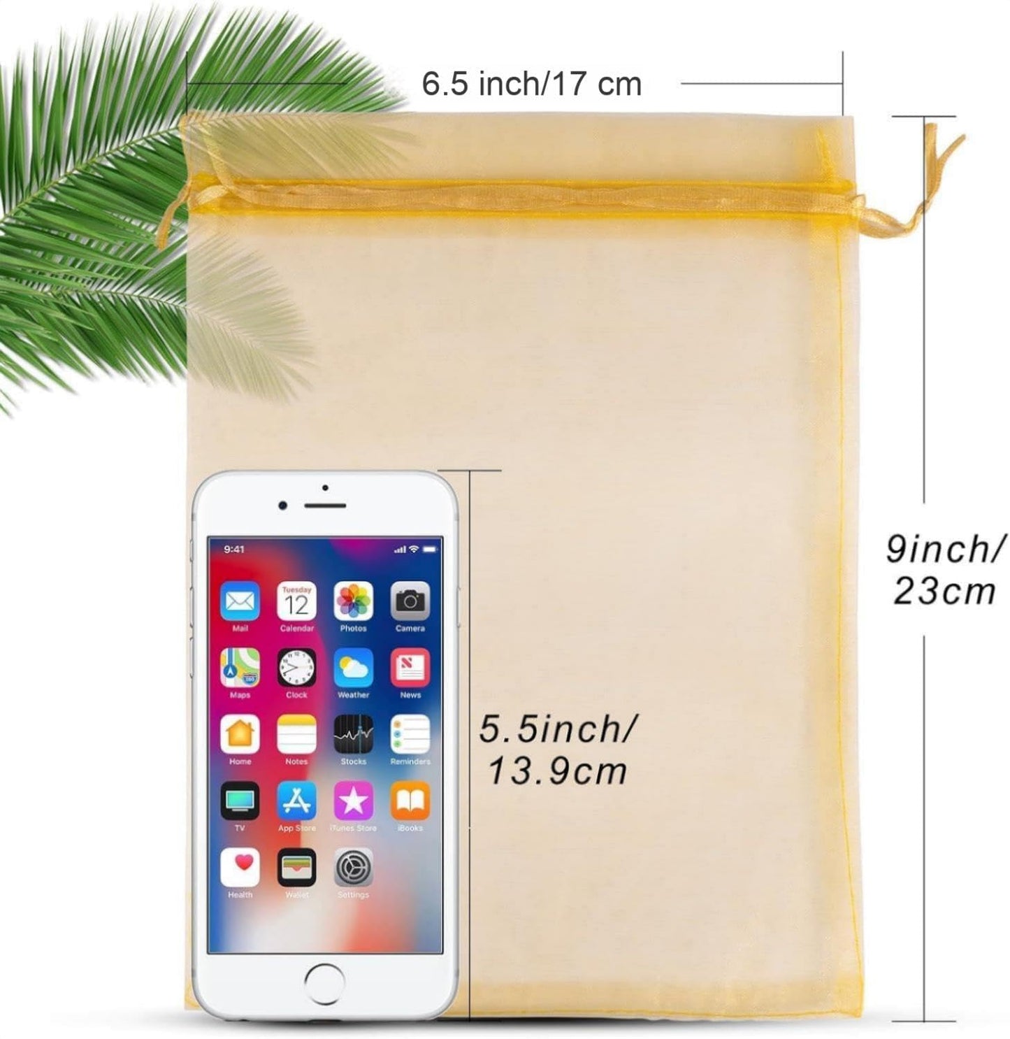 ANZNKU 50 Pack Organza Bags 6x9 Inch Mesh Gift Bags Small Packaging Bag Mesh Bag Drawstring for Candy Wedding Party favor(Gold)