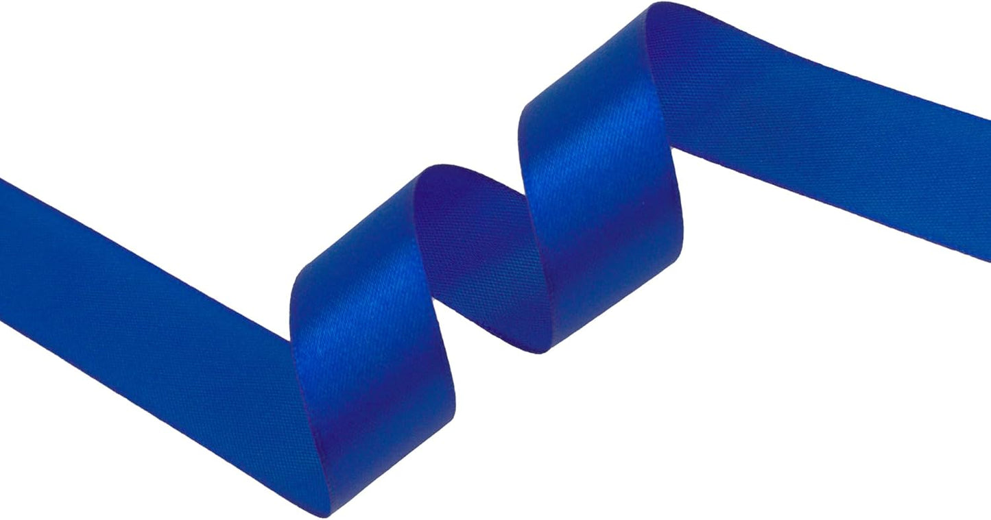 Dark Royal Blue Satin Ribbon 1 inch X Continuous 25 Yards, Single Face Polyester Ribbon Perfect for Gift Wrapping, Flower Bouquet, Wedding Decor, Crafts, Bow Making, Sewing and More