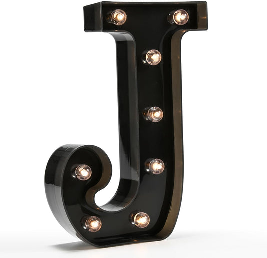 Light Up Black Alphabet Marquee Letters Sign LED Marquee Number Lights Sign for Night Light Home Bar Christmas Lamp Wedding Party Birthday Decoration J