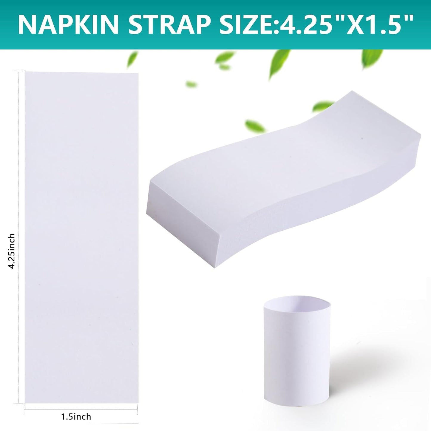 Paper Napkin Bands,Napkin Rings Self Adhesive,Silverware Wraps Bands(White,2000 pcs)