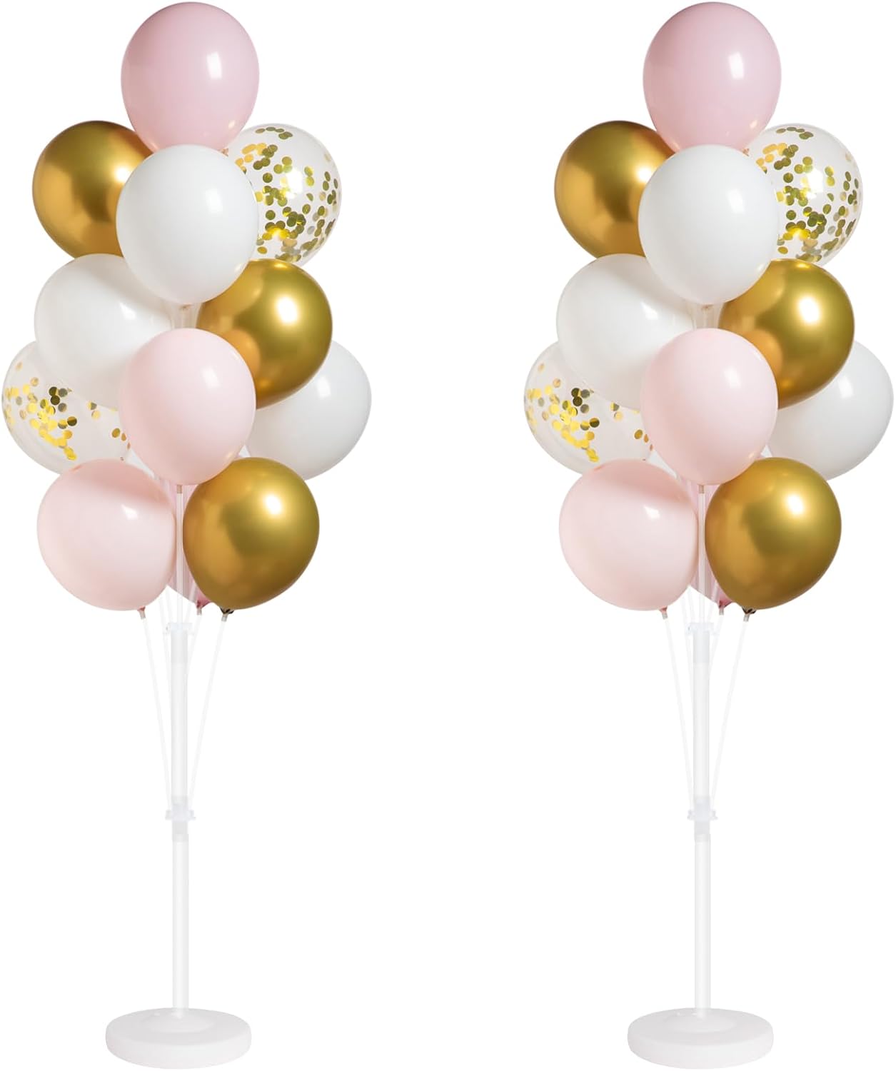 Balloon Column Stand Kit with Balloons, Base and Pole, Balloon Column Kit for Floor or Table Backdrop Decoration for Party Wedding Baby Shower Birthday Graduation (gold pink)