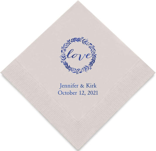 Weddingstar Personalized Printed Paper Napkins 3-Ply 50 Pack - Luncheon Silver Grey