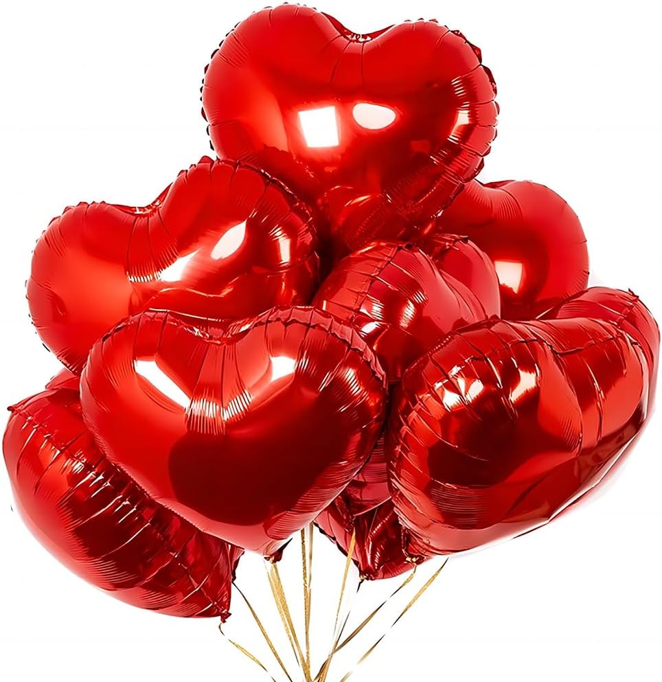 20 pcs Red Heart Balloons, 18 inch Heart Shaped Balloon foil Love Balloon for Wedding Decoration Party Balloon Valentine Birthday