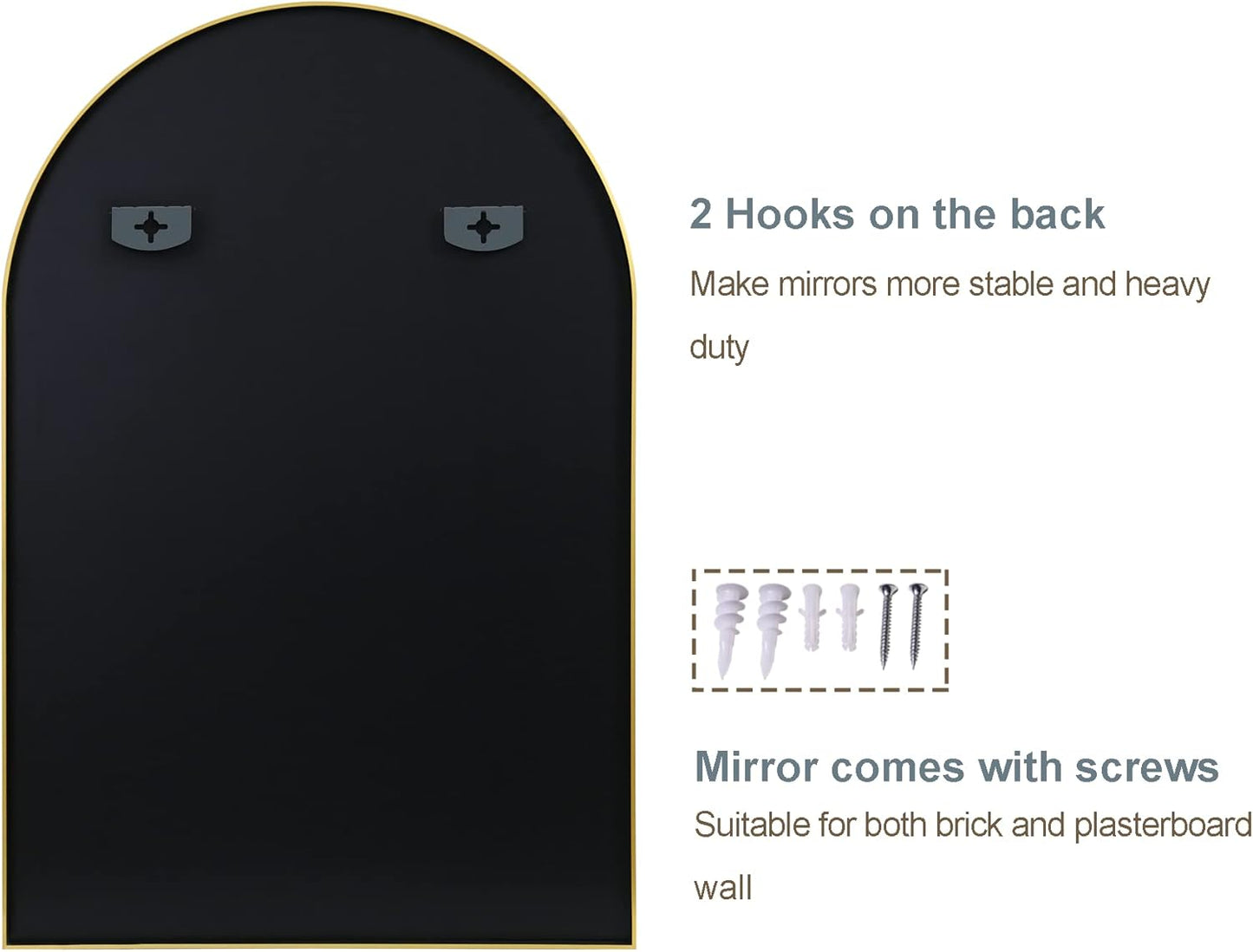 Arched Wall Mirror for Bathroom,Mirrors for Wall,24''x36'',Vanity Mirror for Bedroom Dresser, Entryway, Living Room, Metal Frame (36''x24'',Black)