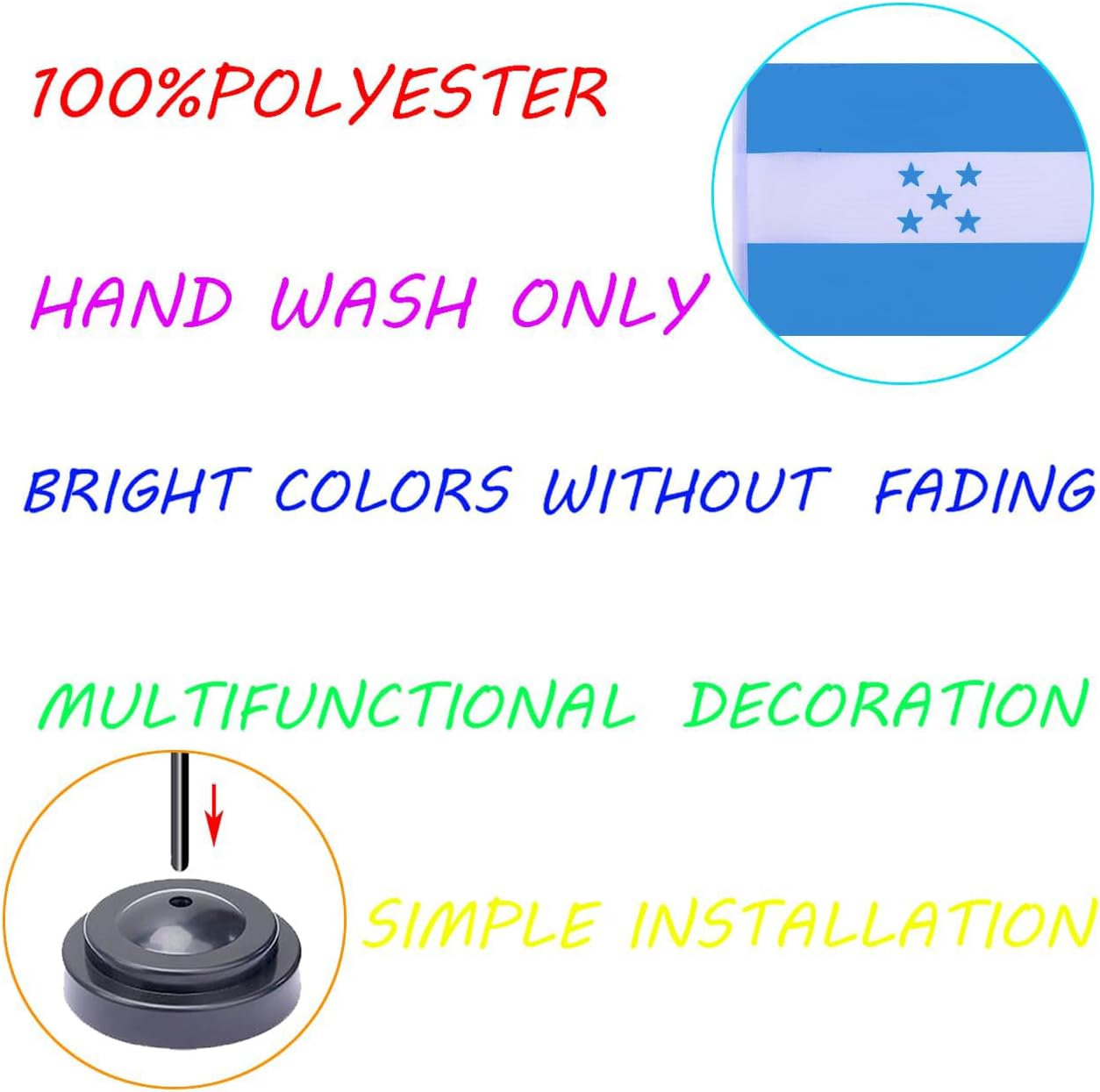 WXTWK 2 Pack Honduras Flag Honduras Deluxe Desk Flag Set - Mini Small Honduran Table Office Flags with Black 12" Solid Pole Stand Base Classroom Meeting Desktop Decorations