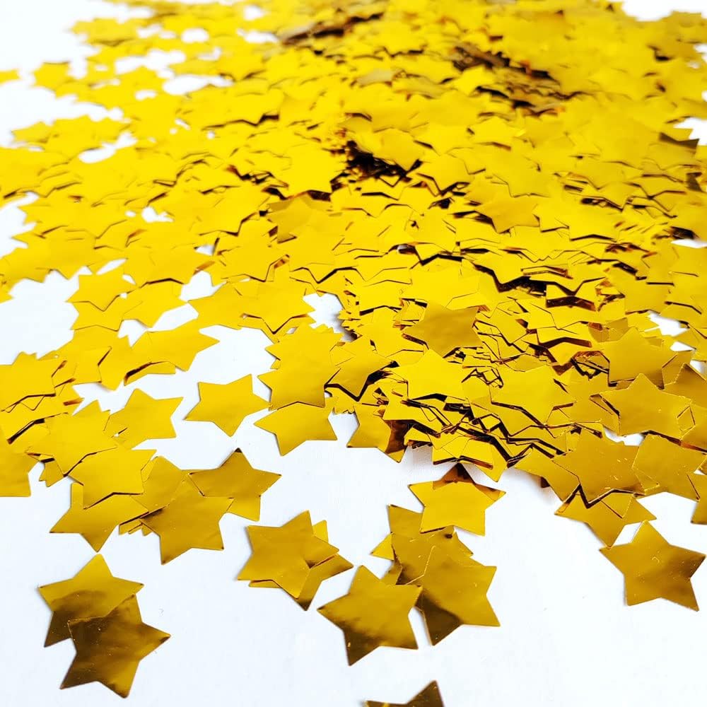 Star Confetti - 0.6 inch Round Gold Foil, Shiny for Parties & Balloons (3.52 oz)