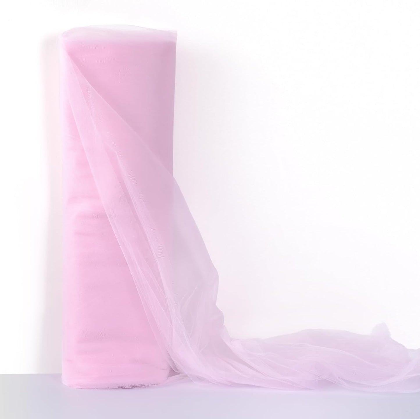 108 Inch × 25 Yards Tulle Mesh Ribbon Light Pink Tulle Fabric Ribbon Roll Netting Spool for Tutu Skirt DIY Craft Wedding Home Decor Party Gift Wrapping Ornaments