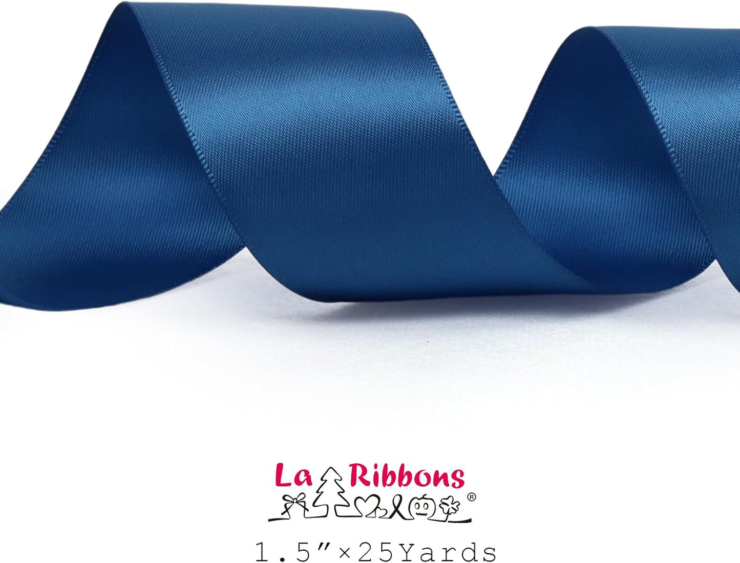 LaRibbons 1 1/2 Inch 25 Yard Double Faced Satin Ribbon,Royal Blue Satin Craft Fabric Ribbon for Gift Wrapping Floral Bouquets Wedding Party Decoration