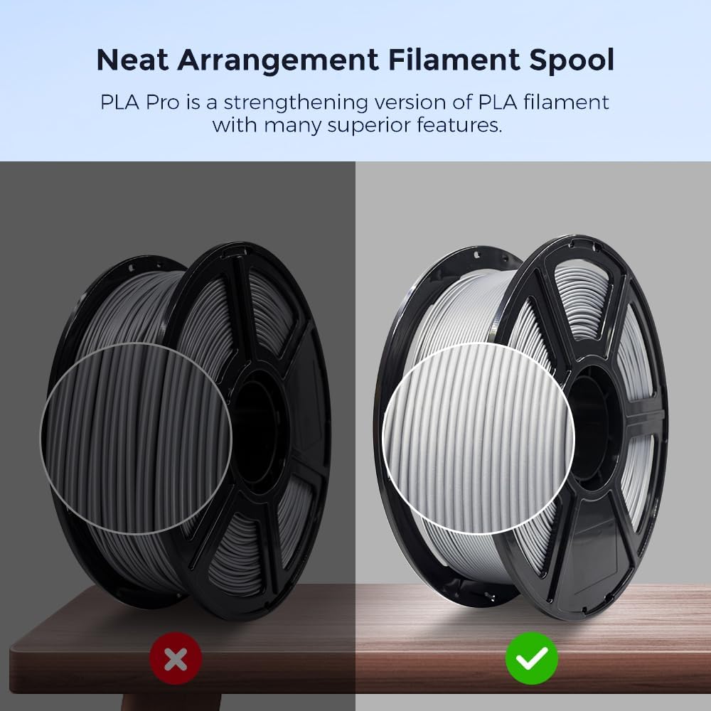 FLASHFORGE 3D Printer Filament, PLA PRO Filament 1.75mm, 1KG Spool (2.2lbs), Dimensional Accuracy +/- 0.02mm for FDM 3D Printers, Better Tenacity & No Knotting (Silver)