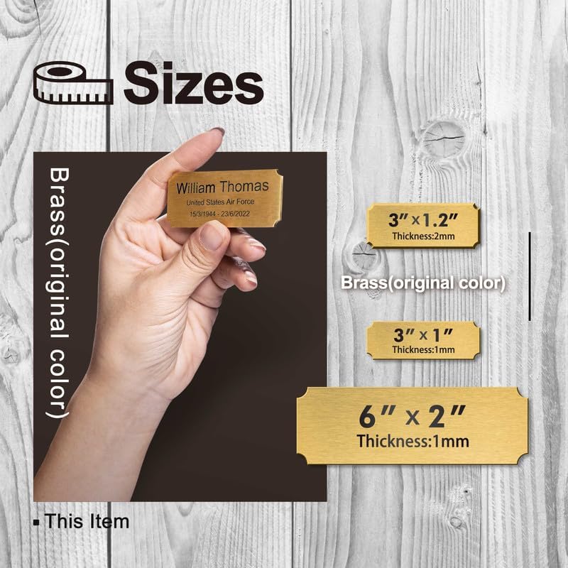 Personalized Name Plates, Deep Engraved Plaque, Brass Trophy Plates Engraved, Custom Name Plate with Adhesive Backing or Screws, 3" W x 1.2" H