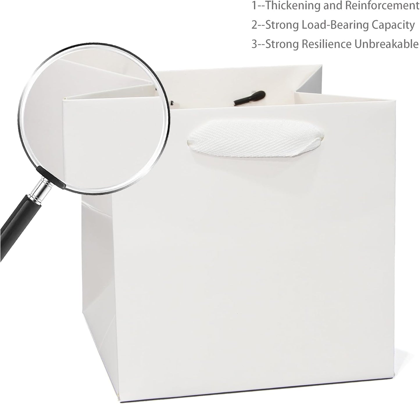White Paper Gift Bag Small Square Bottom Paper Bags With Handles(White, 6 x 6 x 6 in, 10 Pcs)