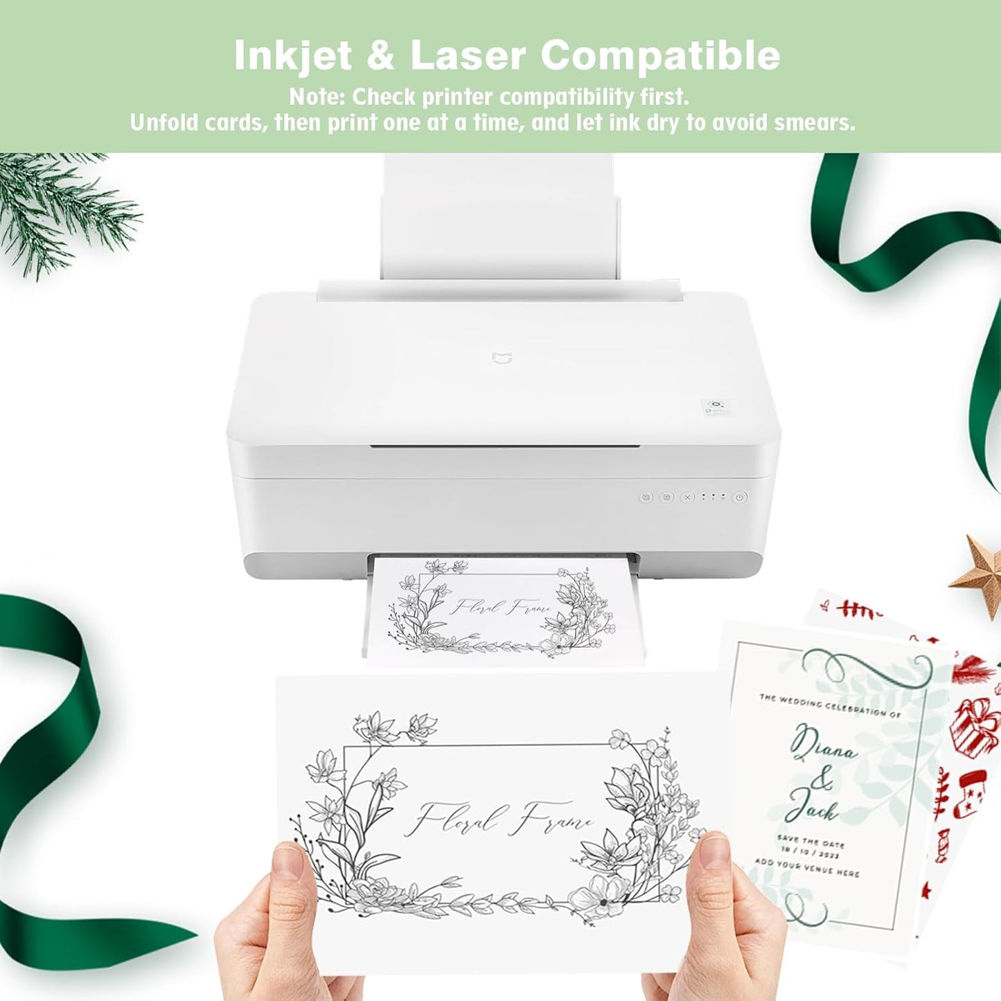 50 Pack 5x7 Blank Cardstock Paper, White Card Stock Bulk, Thick Folded Heavy Cardstock for Thank You Cards, Greeting Cards, Wedding Invitation, Envelopes, DIY Craft Card Making Supplies