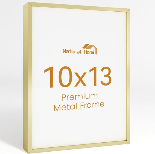 10x13 Aluminum Metal Picture Frame,Tempered Glass Gold Photo Frame 10x13 for Family Photo,Posters,Art,Document to Wall Mount Horizontally or Vertically