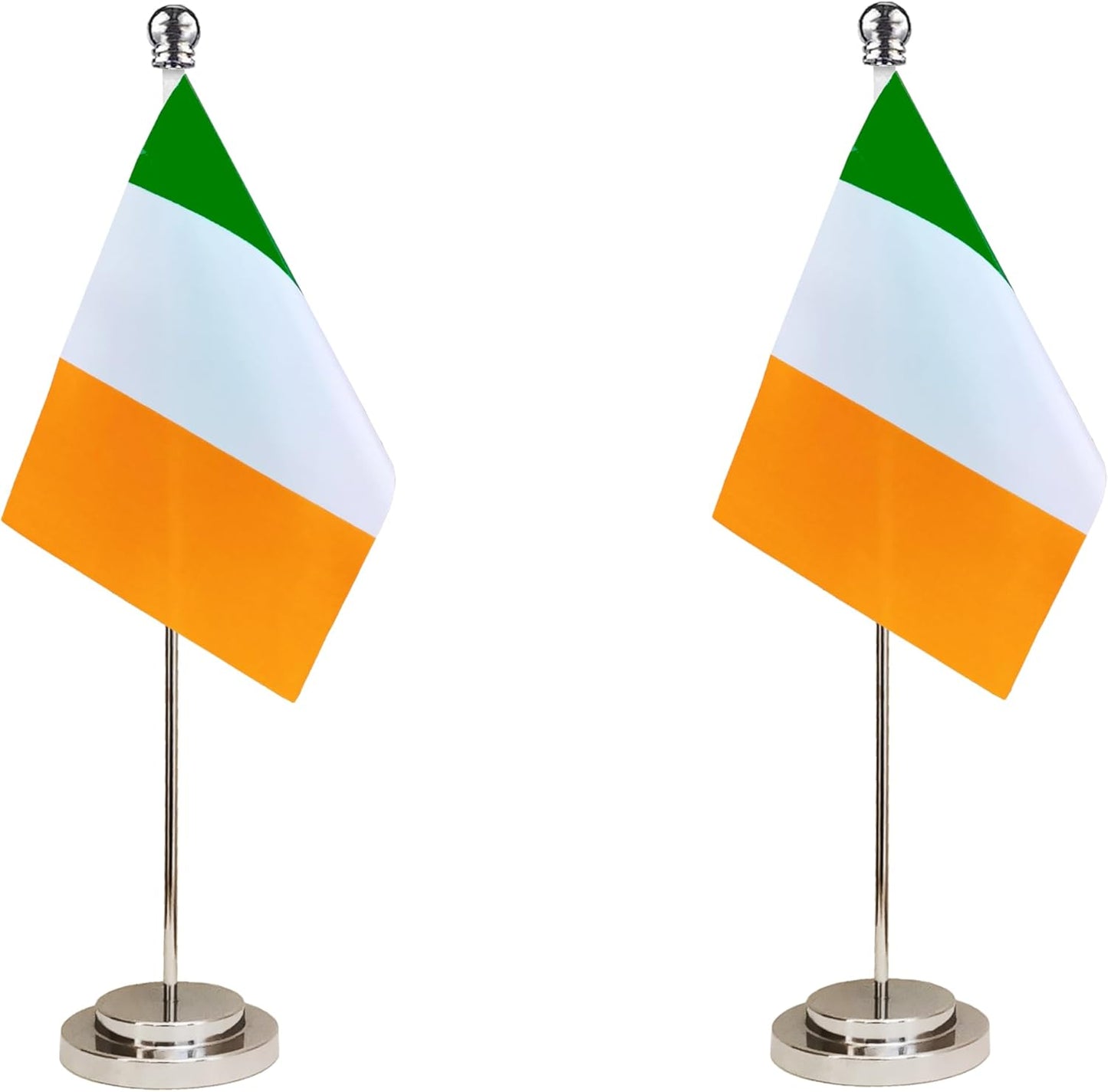 Ireland Irish Deluxe Desk Flag Set Small Mini Miniature Ireland Irish Table Desktop Flags,Festival Events Celebration,Office Decoration-2 Pack