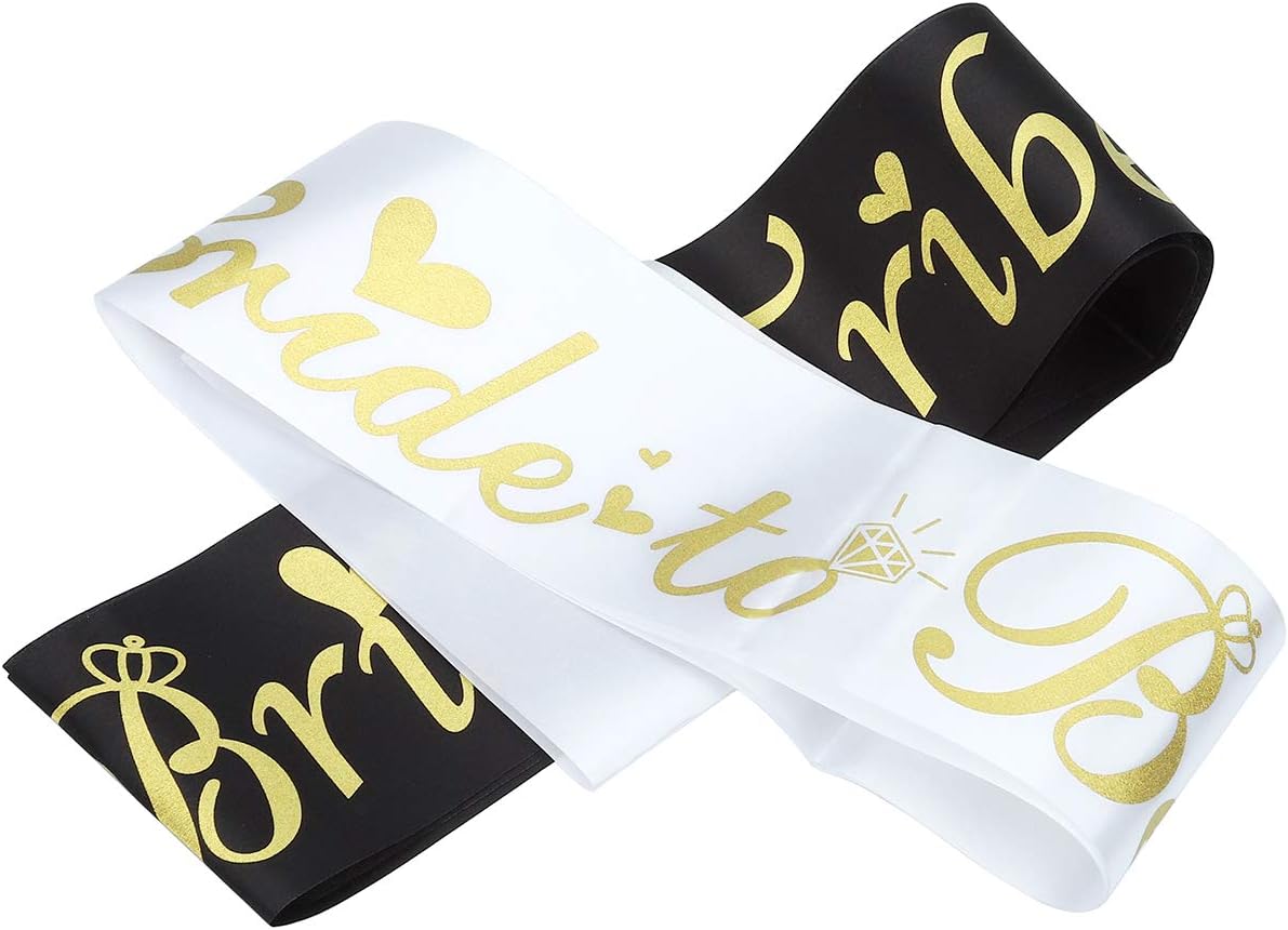 Bride Tribe Bridesmaids Sashes Sets Bachelorette Party Decorations Supplies Bridal Shower Favors Gift (Black, 12 Sash with 1 Veil)