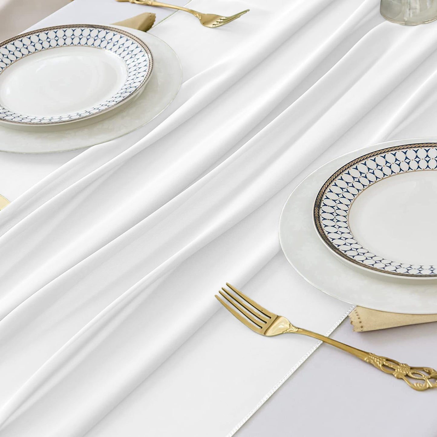 10 Pack 10 Ft Chiffon Table Runner White Gauze Long Table Runners 27x120 Inches Sheer Tulle Table Runner for Rustic Wedding Reception Bridal Shower Decorations Birthday Party