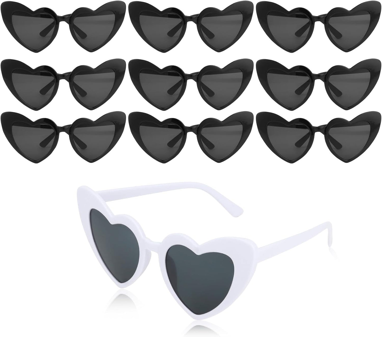 CIEHER Bachelorette Party Favors - White Black Heart Sunglasses for Bride Bridesmaid