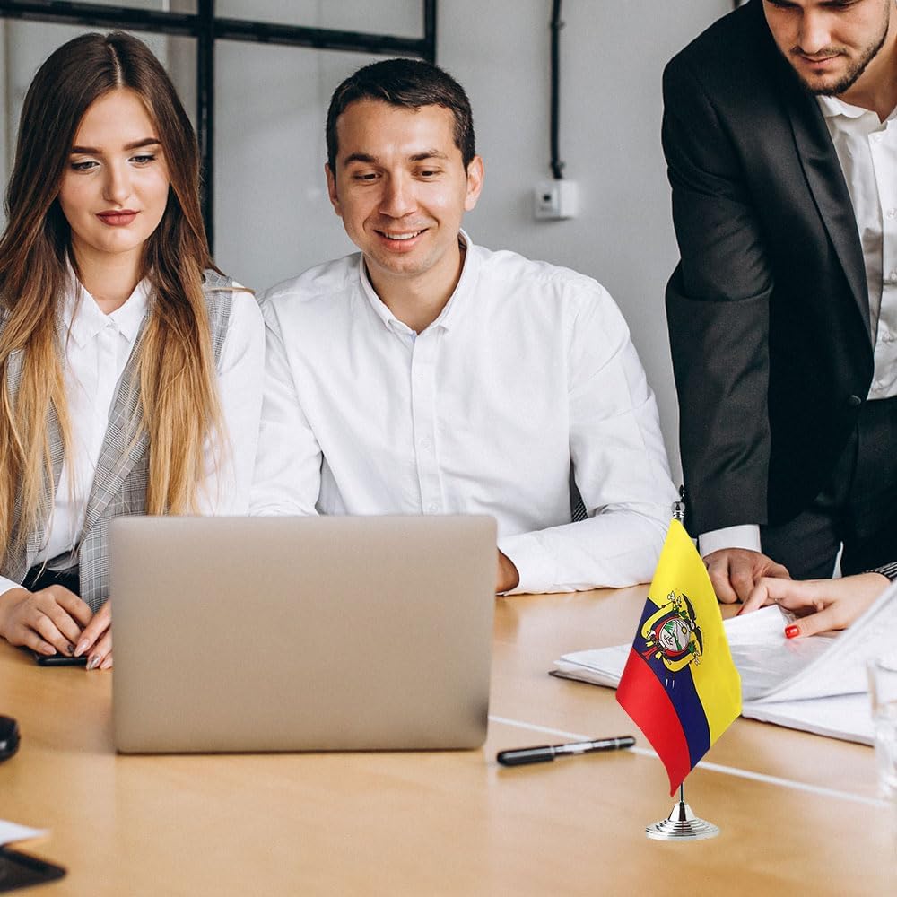 Ecuador Flag Ecuadorian Flags, Small Mini Ecuadorian Desk Flag, Used for Table Office Classroom Home Patriotic Events Decorations