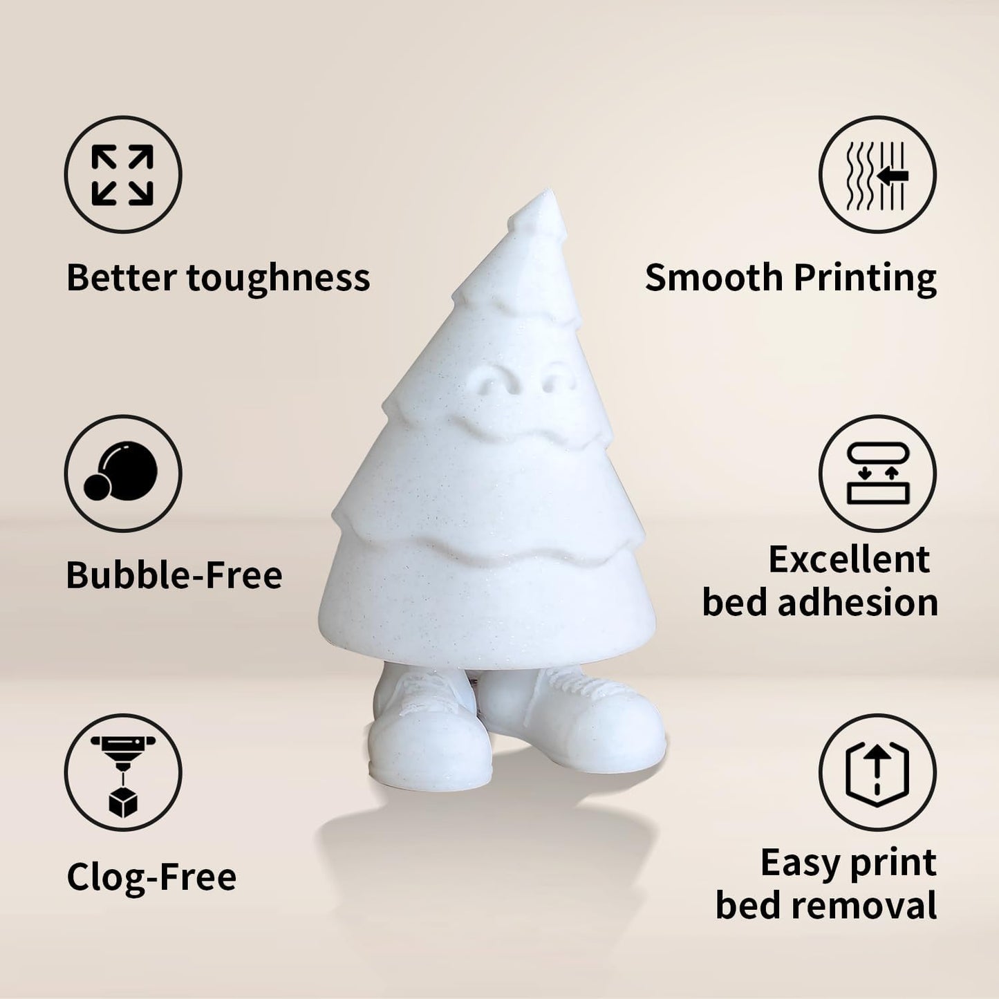 Glitter PLA Filament, Twinkling 3D Printer Filament, PLA Filament 1.75mm Dimensional Accuracy +/- 0.02mm, 1KG Spool (2.2 lbs), Fit Most FDM Printer (Glitter White)