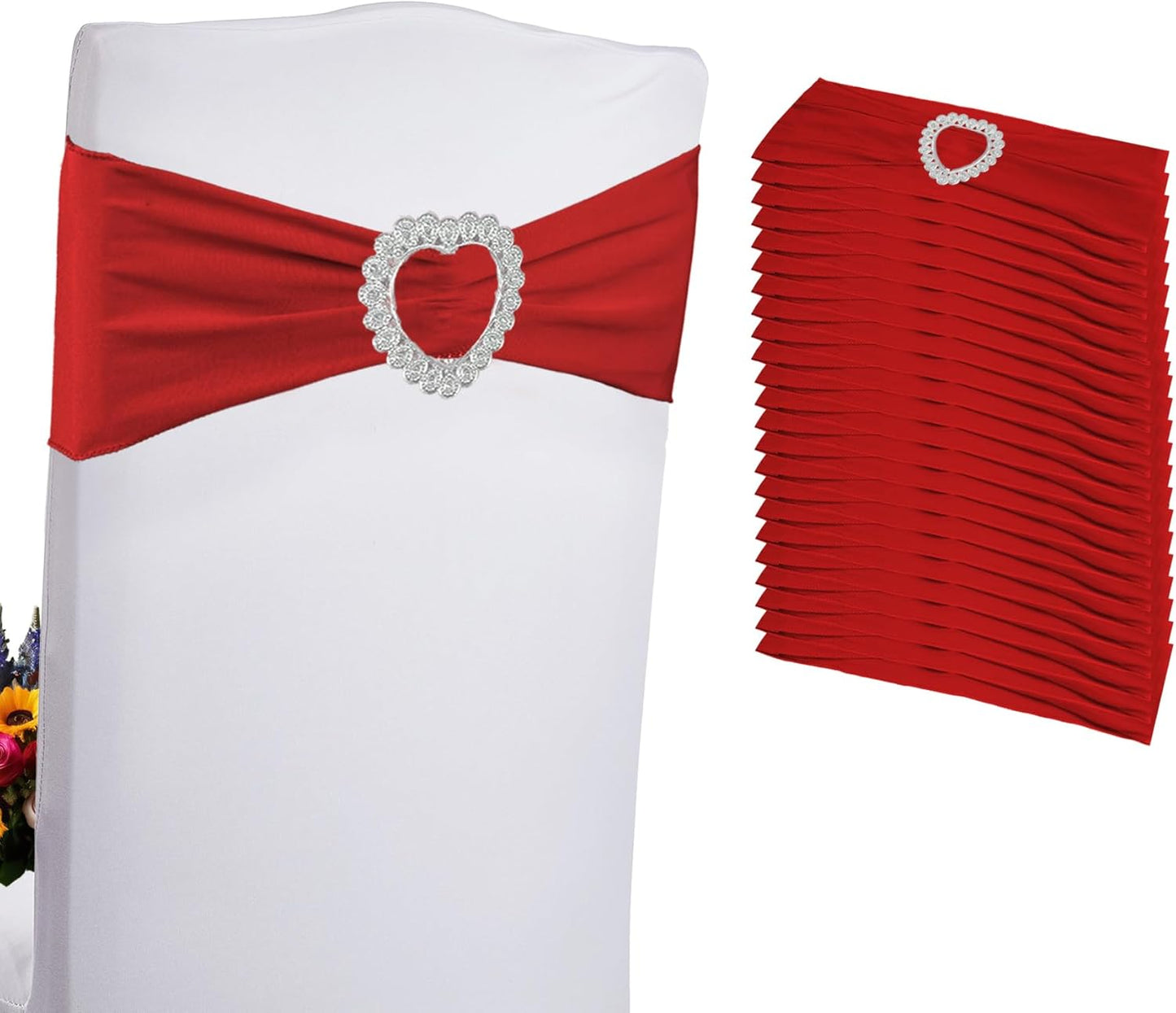 100PCS Spandex Chair Sashes Bows Stretch ChairCover Band,Elastic Chair Ties for Wedding Party Birthday Reception Banquet Decoration(Burgundy)